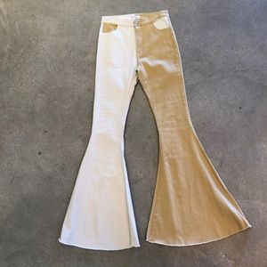 Peach Love Color Block Wide Flare Pants